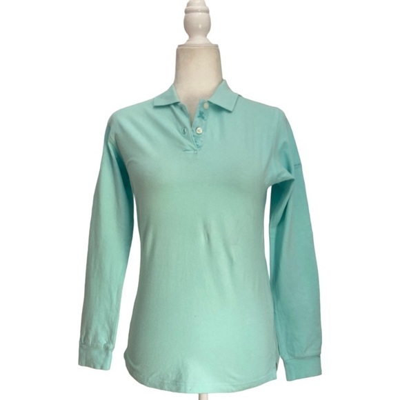 Burberry Golf Vintage Polo Shirt Top Women’s Long Sleeve Aqua Blue - Picture 5 of 12